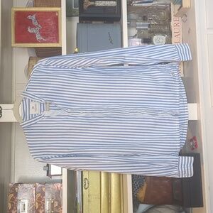 Scotch & Soda Blue and White Stripe Cotton Linen Button Down Women's size M